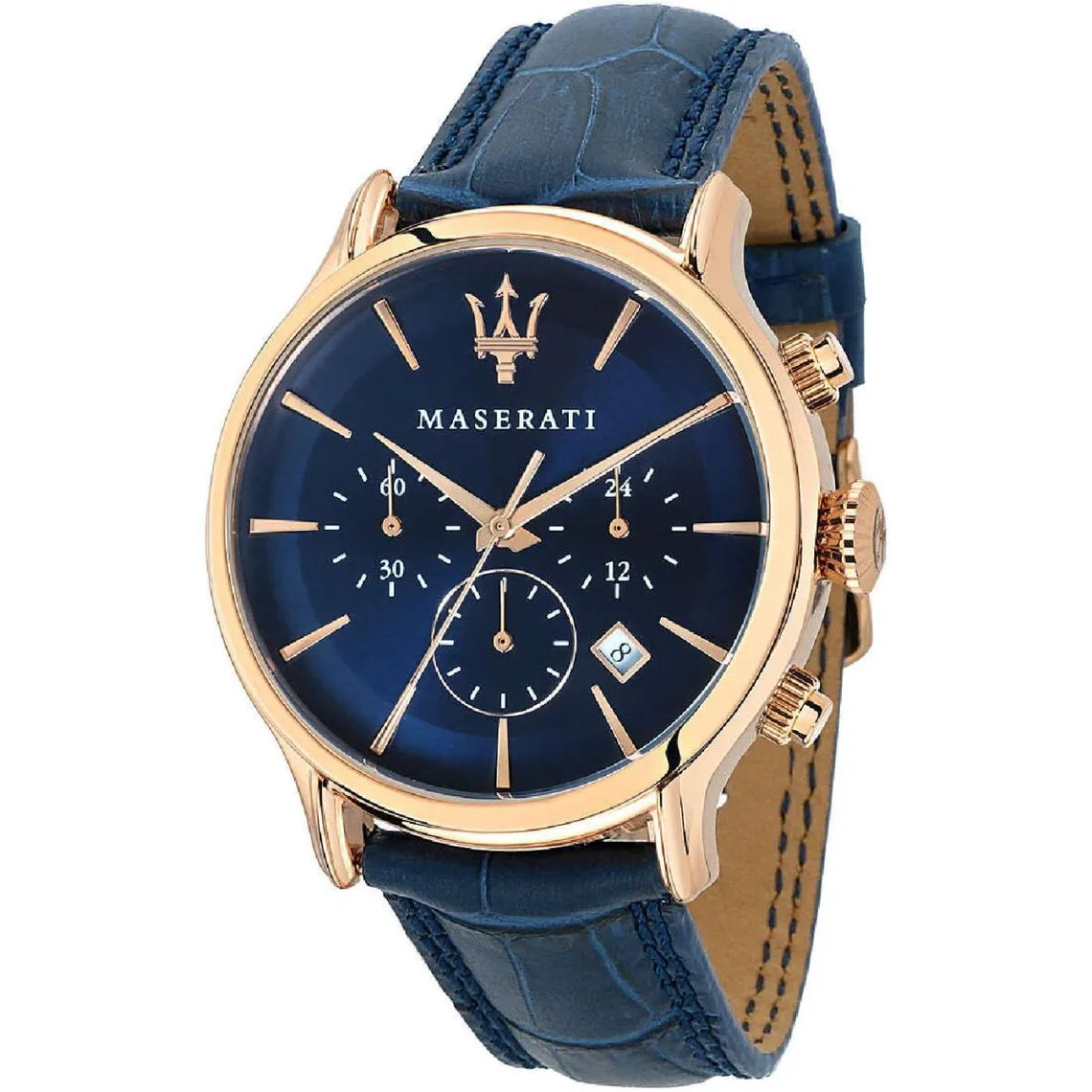 Montre Homme Maserati Epoca - R8871618013 Bracelet Cuir Bleu | 3 Suisses