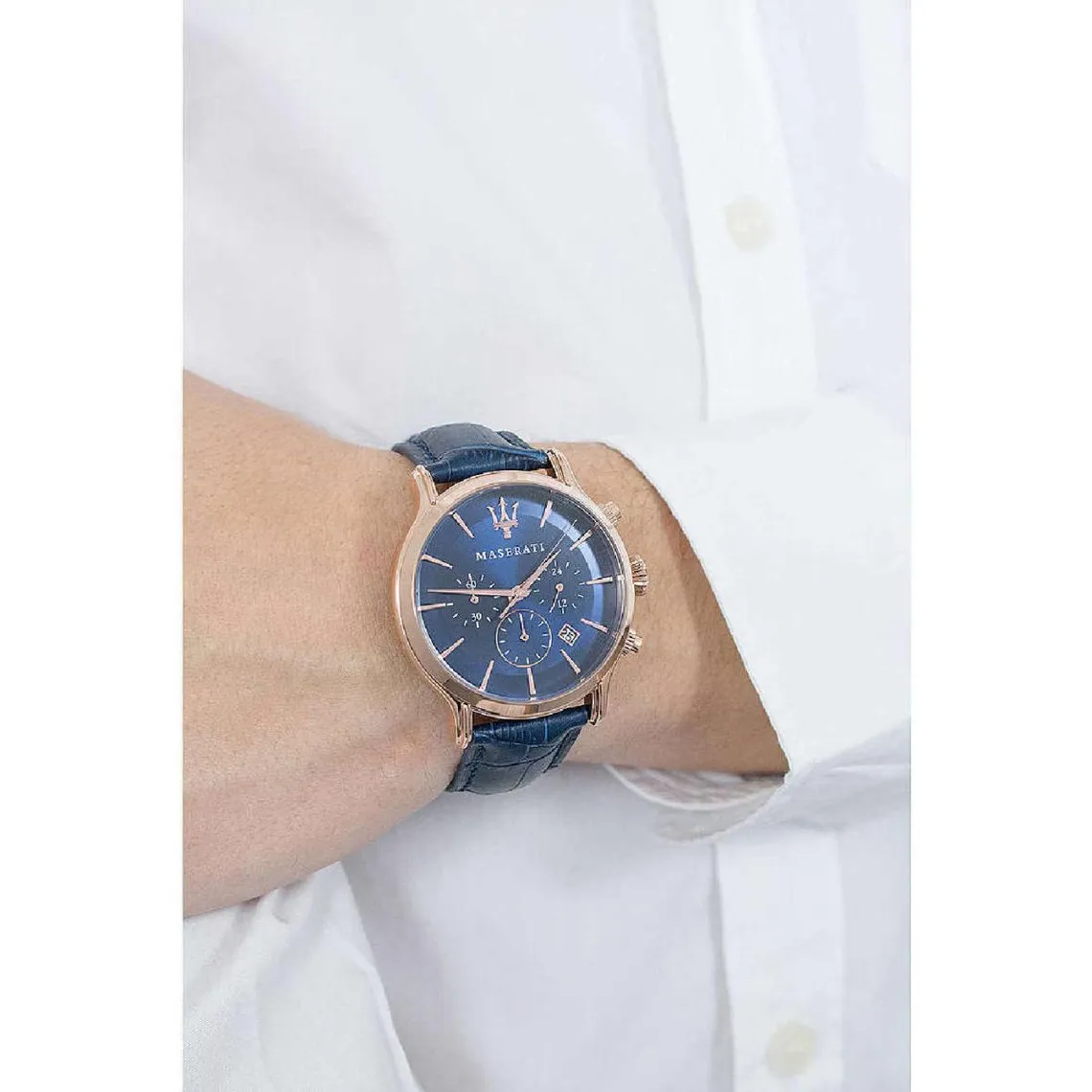 Montre Homme Maserati Epoca - R8871618013 Bracelet Cuir Bleu | 3 Suisses
